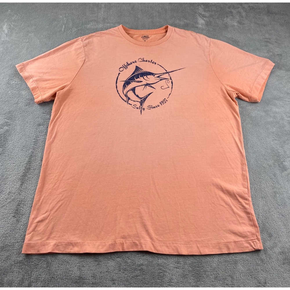 IZOD Saltwater Classics Mens XL Orange Offshore Charter Graphic T Shirt
